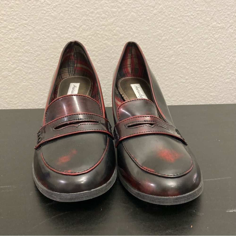 American Eagle Outfitters Heeled Loafers - Maroon/Black - Size 8.5